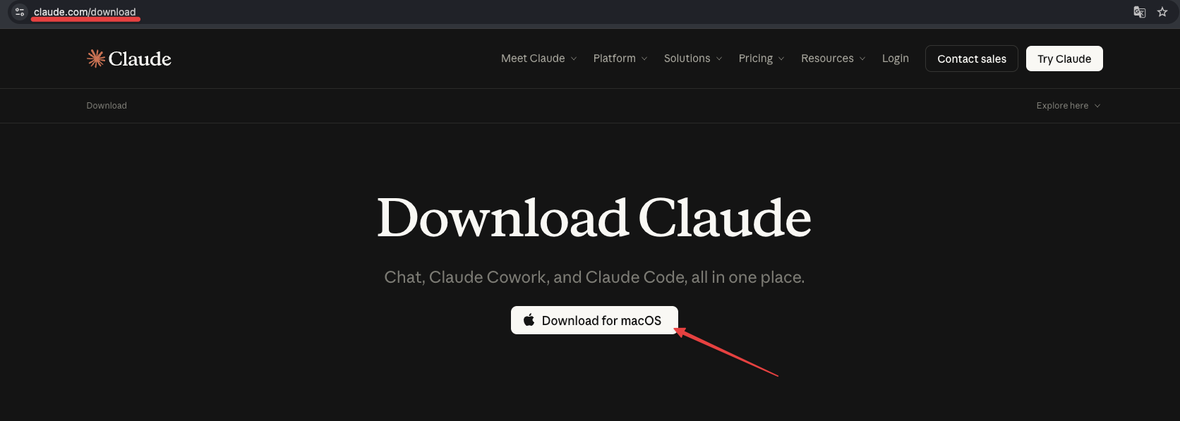 Кнопка загрузки Claude для Mac